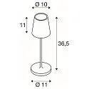 SLV Batteri bordlampe VINOLINA TWO 3-CCT 3-fold, CCT Switch, med touch-dæmper, konisk, med opladestation IP65, rød dæmpbar