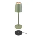 Batteri bordlampe VINOLINA TWO 3-CCT 3-fold, CCT Switch, med touch-dæmper, konisk, med opladestation IP65, lime grøn dæmpbar