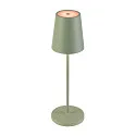 Batteri bordlampe VINOLINA TWO 3-CCT 3-fold, CCT Switch, med touch-dæmper, konisk, med opladestation IP65, lime grøn dæmpbar