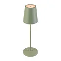 Batteri bordlampe VINOLINA TWO 3-CCT 3-fold, CCT Switch, med touch-dæmper, konisk, med opladestation IP65, lime grøn dæmpbar