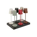 Batteri bordlampe VINOLINA TWO 3-CCT 3-fold, CCT Switch, med touch-dæmper, konisk, med opladestation IP65, lime grøn dæmpbar