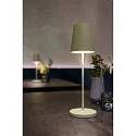 Batteri bordlampe VINOLINA TWO 3-CCT 3-fold, CCT Switch, med touch-dæmper, konisk, med opladestation IP65, lime grøn dæmpbar