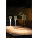 Batteri bordlampe VINOLINA TWO 3-CCT 3-fold, CCT Switch, med touch-dæmper, konisk, med opladestation IP65, lime grøn dæmpbar