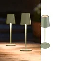 Batteri bordlampe VINOLINA TWO 3-CCT 3-fold, CCT Switch, med touch-dæmper, konisk, med opladestation IP65, lime grøn dæmpbar