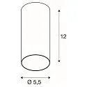 SLV Downlight KAMI CL SINGLE cylindrisk, stiv, overflademonteret version GU10 IP20, sort, hvid mat dæmpbar