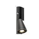 Udendørs wall luminaire T-TUBE SINGLE med sensor GU10 IP44, sort, lakeret dæmpbar