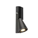 SLV Udendørs wall luminaire T-TUBE SINGLE med sensor GU10 IP44, sort, lakeret dæmpbar