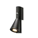 SLV Udendørs wall luminaire T-TUBE SINGLE med sensor GU10 IP44, sort, lakeret dæmpbar