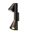 SLV outdoor wall luminaire T-TUBE DOUBLE GU10 IP65, black, lacquered dimmable