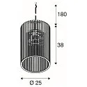 SLV Pendel WUD - CYLINDRIC cylindrisk E27 IP20, træ, sort dæmpbar