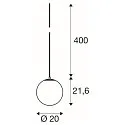 Pendel SUN 20 med åbent kabel, balleformet E27 IP20