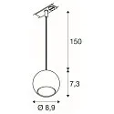 SLV 1-faset pendul LIGHT EYE® 90 GU10 IP20, hvid dæmpbar