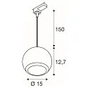 SLV 3-phase pendant luminaire LIGHT EYE® 150 down, ball shaped GU10 IP20, white matt dimmable