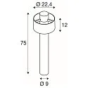 SLV Udendørs stativlampe PHOTONI CYL POLE 75 cylindrisk, slagfast E27 IP65, sort mat dæmpbar