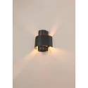 SLV Udendørs wall luminaire PHOTONI CYL cylindrisk, halvrund E27 IP65, sort mat dæmpbar