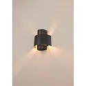 SLV Udendørs wall luminaire PHOTONI CYL cylindrisk, halvrund E27 IP65, sort mat dæmpbar