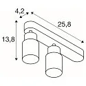 SLV wall and ceiling luminaire PURI 2.0 - TUBE 2 flames, asymmetrical GU10 IP20, white dimmable