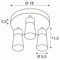 wall and ceiling luminaire PURI 2.0 - CONE 3 flames, round GU10 IP20, gold, black dimmable