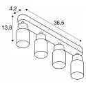 wall and ceiling luminaire PURI 2.0 - TUBE 4 flames, long GU10 IP20, gold, black dimmable