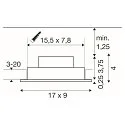 Indbygnings loftlampe NEW TRIA® 155 PHASE 2-flammer, stiv, firkantet IP20