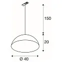 SLV 1-faset pendul FORCHINI M 40 TRACK E27 IP20, sort dæmpbar