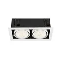 SLV ceiling recessed luminaire KADUX DOUBLE 2 flames, DALI controllable, cardanic swivelling IP20, white dimmable