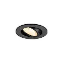 Indbygnings loftlampe NEW TRIA® 45 rund, egnet til VDU-arbejdsstationer IP20, sort, lakeret 