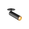 SLV Indbygnings loftlampe GRIP!M cylindrisk IP20, guld, sort, lakeret dæmpbar
