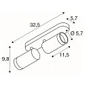Loftlampe GRIP! L SPOT CL DOUBLE cylindrisk GU10 IP20, sort, hvid, lakeret dæmpbar