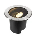 SLV Gulvindbygningslampe DASAR® XL DALI rund, svingbar, asymmetrisk, dæmpbar IP65/IP67, rustfrit stål dæmpbar