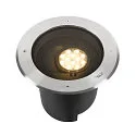 SLV Gulvindbygningslampe DASAR® XL DALI rund, svingbar, asymmetrisk, dæmpbar IP65/IP67, rustfrit stål dæmpbar