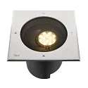 SLV Gulvindbygningslampe DASAR® XL DALI svingbar, firkantet, asymmetrisk, dæmpbar IP65/IP67, rustfrit stål dæmpbar