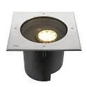SLV Gulvindbygningslampe DASAR® XL DALI svingbar, firkantet, asymmetrisk, dæmpbar IP65/IP67, rustfrit stål dæmpbar