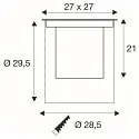 SLV Gulvindbygningslampe DASAR® XL DALI svingbar, firkantet, asymmetrisk, dæmpbar IP65/IP67, rustfrit stål dæmpbar