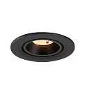 SLV Indbygnings loftlampe NUMINOS® GIMBLE S rund, egnet til VDU-arbejdsstationer IP20, sort, lakeret dæmpbar