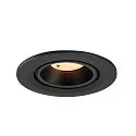 SLV Indbygnings loftlampe NUMINOS® GIMBLE S rund, egnet til VDU-arbejdsstationer IP20, sort, lakeret dæmpbar