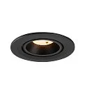 SLV Indbygnings loftlampe NUMINOS® GIMBLE S rund, egnet til VDU-arbejdsstationer IP20, sort, lakeret dæmpbar