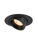 SLV Indbygnings loftlampe NUMINOS® GIMBLE S rund, egnet til VDU-arbejdsstationer IP20, sort, lakeret dæmpbar