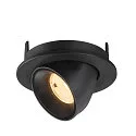 SLV Indbygnings loftlampe NUMINOS® GIMBLE S rund, egnet til VDU-arbejdsstationer IP20, sort, lakeret dæmpbar