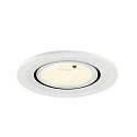 SLV ceiling recessed luminaire NUMINOS® GIMBLE S round, suitable for VDU workstation IP20, white, lacquered dimmable