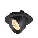 SLV Indbygnings loftlampe NUMINOS® GIMBLE L rund, egnet til VDU-arbejdsstationer IP20, sort, lakeret dæmpbar
