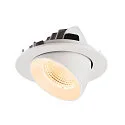 SLV ceiling recessed luminaire NUMINOS® GIMBLE L round, suitable for VDU workstation IP20, white, lacquered dimmable
