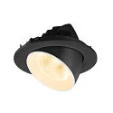 SLV ceiling recessed luminaire NUMINOS® GIMBLE L round, suitable for VDU workstation IP20, black, white, lacquered dimmable