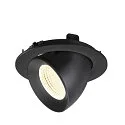 SLV Indbygnings loftlampe NUMINOS® GIMBLE L rund, egnet til VDU-arbejdsstationer IP20, sort, lakeret dæmpbar