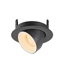 SLV Indbygnings loftlampe NUMINOS® GIMBLE XS rund, egnet til VDU-arbejdsstationer IP20, sort, hvid, lakeret dæmpbar