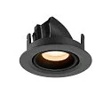 SLV ceiling recessed luminaire NUMINOS® GIMBLE XS round, suitable for VDU workstation IP20, black, lacquered dimmable
