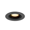 SLV ceiling recessed luminaire NUMINOS® GIMBLE XS round, suitable for VDU workstation IP20, black, lacquered dimmable