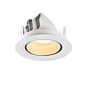 SLV Indbygnings loftlampe NUMINOS® GIMBLE XS rund, egnet til VDU-arbejdsstationer IP20, hvid, lakeret dæmpbar