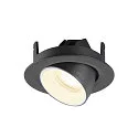 SLV Indbygnings loftlampe NUMINOS® GIMBLE XS rund, egnet til VDU-arbejdsstationer IP20, sort, hvid, lakeret dæmpbar