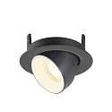 SLV Indbygnings loftlampe NUMINOS® GIMBLE XS rund, egnet til VDU-arbejdsstationer IP20, sort, hvid, lakeret dæmpbar